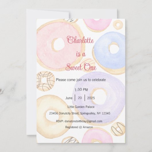 Invitation Sweet One, Fête Donut One (Devant)