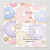 Invitation Sweet One, Fête Donut One (Devant / Derrière)