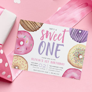 Invitation Sweet One Fête du premier anniversaire de Donut