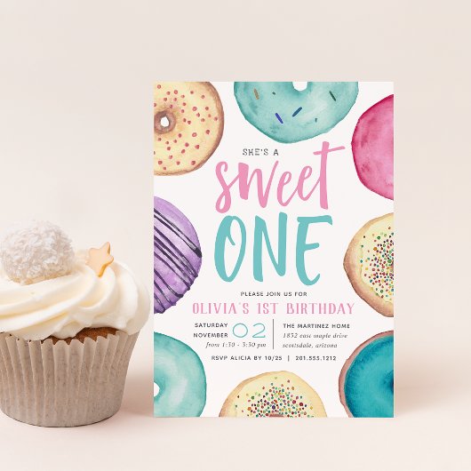 Invitation Sweet One | Fête du premier anniversaire de Donut