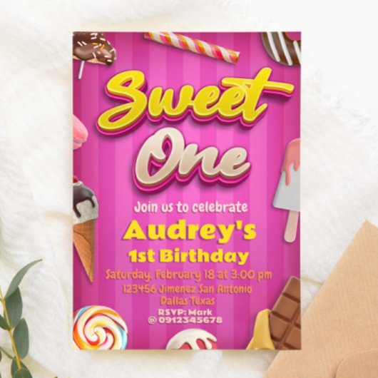 Invitation Sweet One - Fille 1er anniversaire