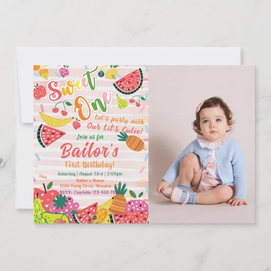 Invitation Sweet One | Fruit Party Anniversaire (Devant)