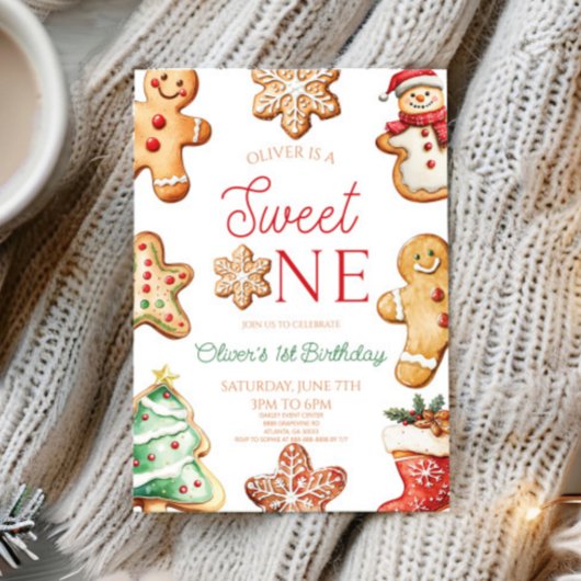 Invitation Sweet One Gingerbread Cookie 1st Birthday Party