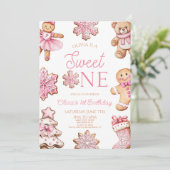 Invitation Sweet One Gingerbread Cookie 1st Birthday Party (Debout devant)