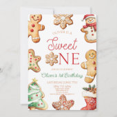 Invitation Sweet One Gingerbread Cookie 1st Birthday Party (Devant)