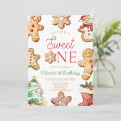 Invitation Sweet One Gingerbread Cookie 1st Birthday Party (Debout devant)