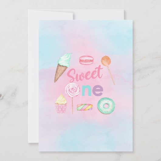 Invitation Sweet One girl first, 1er anniversaire invitation. (Dos)