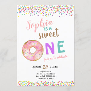 Invitation Sweet One Girl First Birthday Donut mignonne