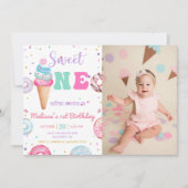 Invitation Sweet One Ice Cream Donut 1er Anniversaire Photo (Devant)