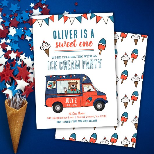 Invitation Sweet One Ice Cream Party 1er anniversaire