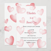 Invitation Sweet One Invitation, Sweetheart One Party, Heart (Devant / Derrière)