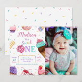 Invitation Sweet One Photo Anniversaire (Devant / Derrière)