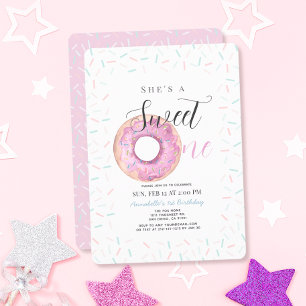 Invitation Sweet One Pink Donut Girl 1er anniversaire