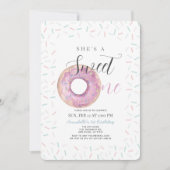 Invitation Sweet One Pink Donut Girl 1er anniversaire (Devant)