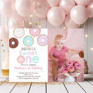 Invitation Sweet One Pink Donut Premier anniversaire