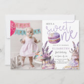 Invitation Sweet One Premier Anniversaire Pastel Violet (Devant)