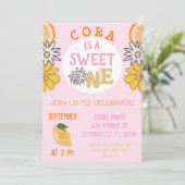 Invitation Sweet One Rose Fruit Premier Anniversaire Photo (Debout devant)