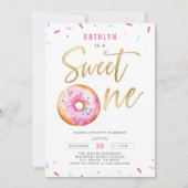 Invitation Sweet One Rose Gold Donut Sprinkings Premier anniv (Devant)