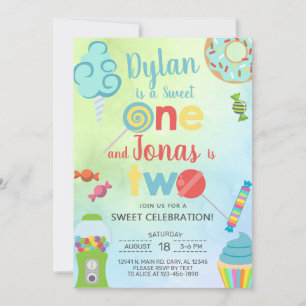 Invitation Sweet One siblings first, 1er anniversaire invitat