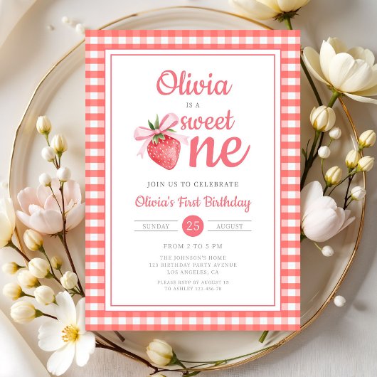 Invitation Sweet One Strawberry 1st Birthday
