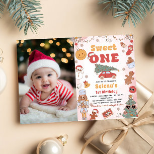 Invitation Sweet One Super Noël 1er anniversaire Photo