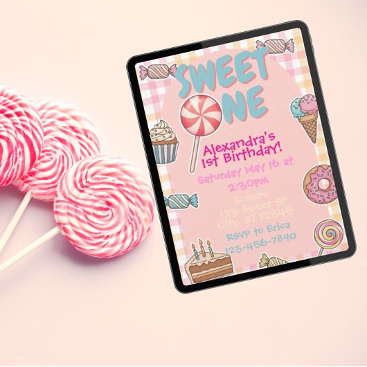 Invitation Sweet One, Sweet Treats 1st birthday