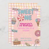 Invitation Sweet One, Sweet Treats 1st birthday (Devant / Derrière)