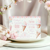 Invitation  Sweet One Three Schoops of Fun joint Birthday