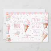 Invitation  Sweet One Three Schoops of Fun joint Birthday (Devant)