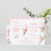 Invitation  Sweet One Three Schoops of Fun joint Birthday (Debout devant)