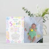Invitation Sweet One Unicorn Sweets Photo 1er anniversaire (Debout devant)