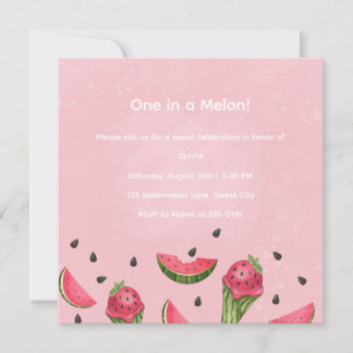 Invitation Sweet One Watermelon Ice Cream Summer Birthday Inv