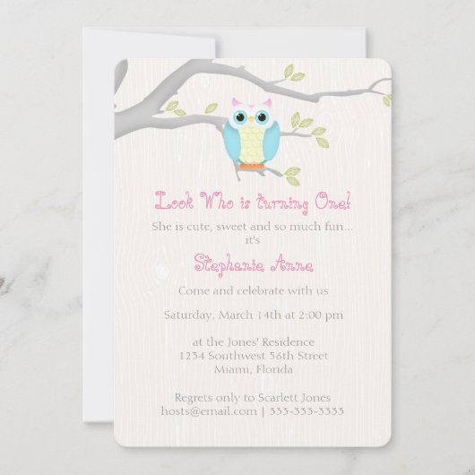 Invitation Sweet Owl Anniversaire (Devant)
