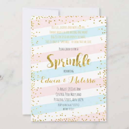 Invitation Sweet Pastel Baby Sprinkle Invitationbébé, douche, (Devant)