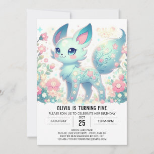Invitation Sweet Pastel Fox Digital Anniversaire