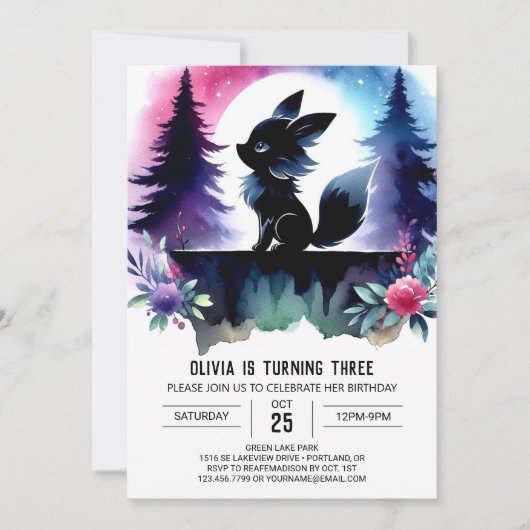 Invitation Sweet Pastel Wolf Anniversaire (Devant)