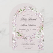 Invitation Sweet Pea flower Bébé brunch élégant lavande (Devant / Derrière)