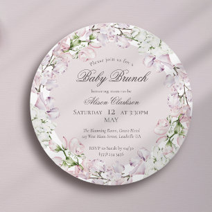 Invitation Sweet Pea flower Bébé brunch élégant rond