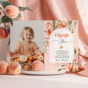Invitation Sweet peach birthday party photo thank you card
