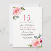 Invitation Sweet Peach Pink Flower 15e anniversaire invitatio (Devant)
