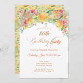 Invitation Sweet Peach Roses Floral 80e (Devant / Derrière)