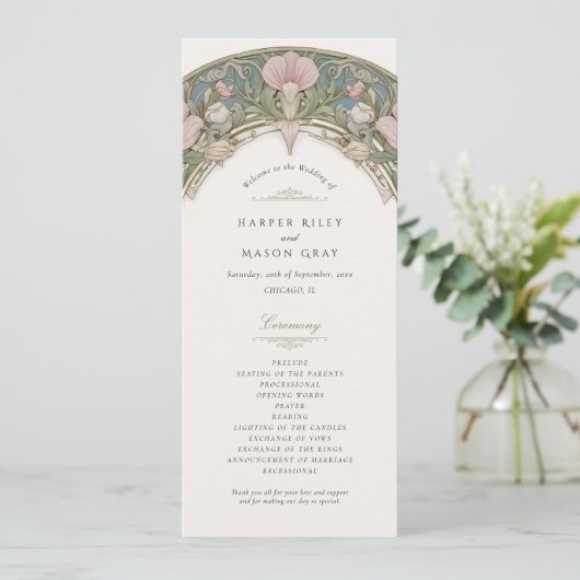 Invitation Sweet Peas Wedding Ceremony Program (Debout devant)