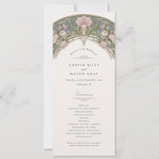 Invitation Sweet Peas Wedding Ceremony Program (Devant)