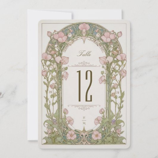 Invitation Sweet Peas Wedding Table Number Card (Devant)