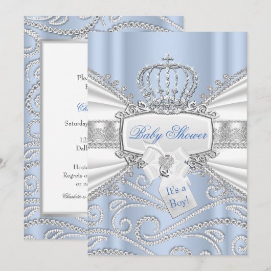 Invitation Sweet Petit Prince Diamond Baby shower garçon (Devant / Derrière)