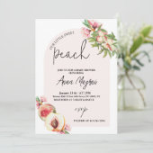 Invitation Sweet Petite Pêche Filles Baby shower Arc Élégant (Debout devant)