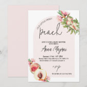 Invitation Sweet Petite Pêche Filles Baby shower Arc Élégant (Devant / Derrière)