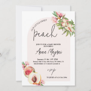 Invitation Sweet Petite Pêche Filles Baby shower Arc Élégant