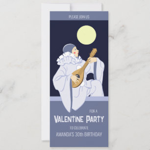 Invitation Sweet Pierrot clown jouant lute CC0165 Anniversair