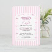 Invitation Sweet Pink Bow Coquette 8th Birthday Party (Debout devant)